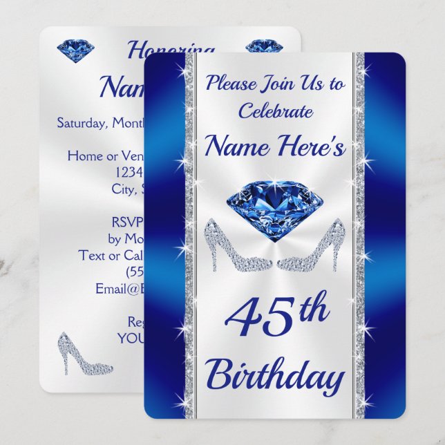 Magnifique Personnalisée, Invitations de 45e anniv (Devant / Derrière)