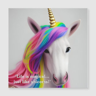 Magnifique Rainbow Hair Unicorn Citation Carte mag