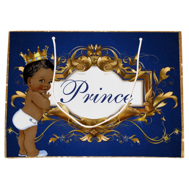 Magnifique sac cadeau Prince Royal Blue/Gold (Devant)