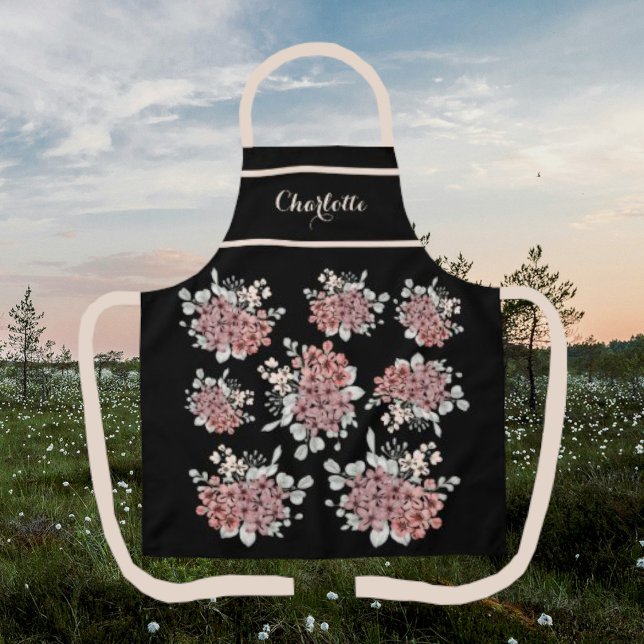 Magnifique tablier de Bouquet Fleur sauvage noir e (Créateur téléchargé)