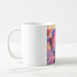 Magnifique tasse à café en verre perlé cœur d'hibi