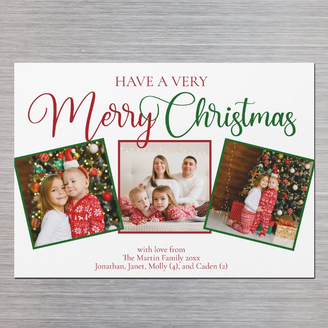 Magnifique très joyeux Noël 3 Photo Magnet Card (Créateur téléchargé)