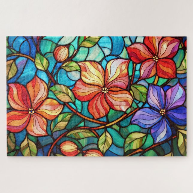 Magnifique Tropical vitrail art puzzle (Horizontal)