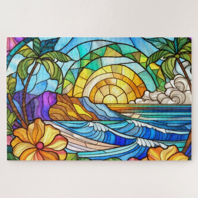 Magnifique Tropical vitrail art puzzle (Horizontal)