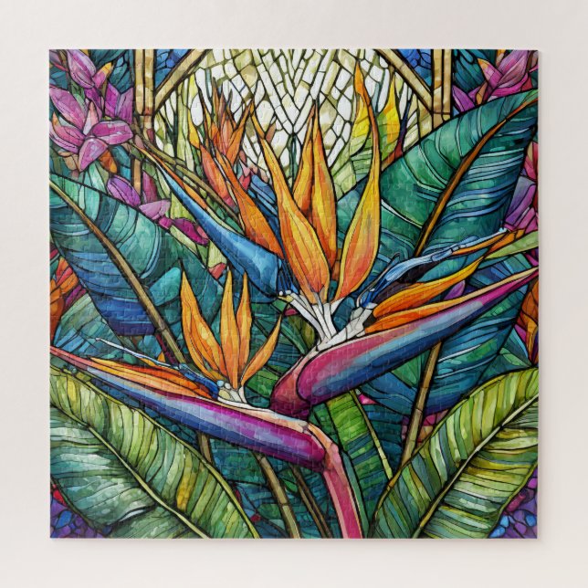 Magnifique Tropical vitrail art puzzle (Vertical)