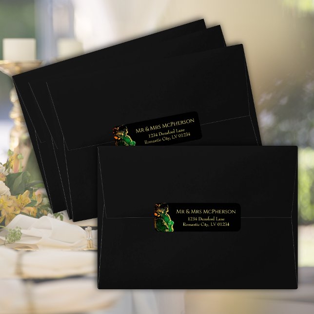 Magnifique Vert Bronze Noir Adresse de retour Gold (Gorgeous Green Black Bronze Gold Return Address Label)