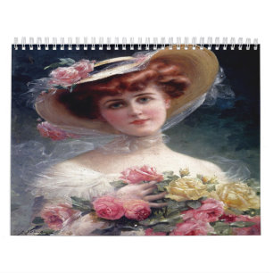 Magnifique Victorian Dames Peintures Calendrier