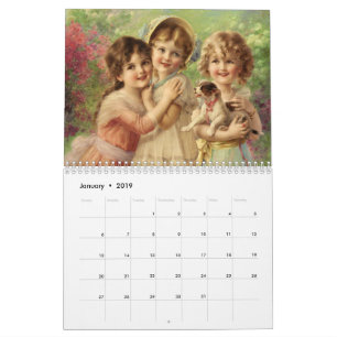 Magnifique Victorian Dames Peintures Calendrier