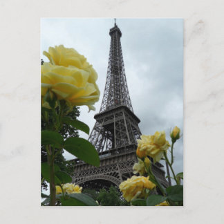 Magnifiques roses jaunes de la Tour Eiffel Carte p