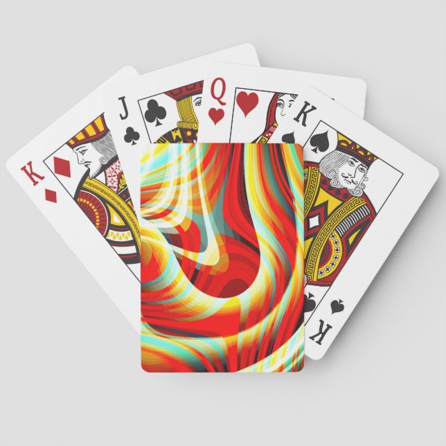 Magnifying curved red strokes overlapping in mess  playing cards (Back)