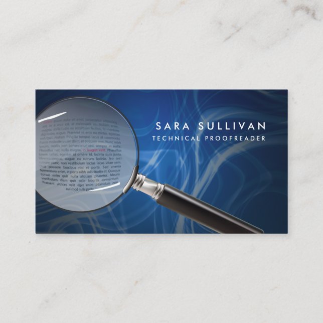 Magnifying Glass Proofreader Business Card (Front)