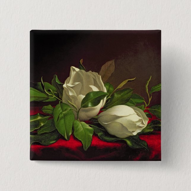 Magnolia 2 Inch Square Button (Front)