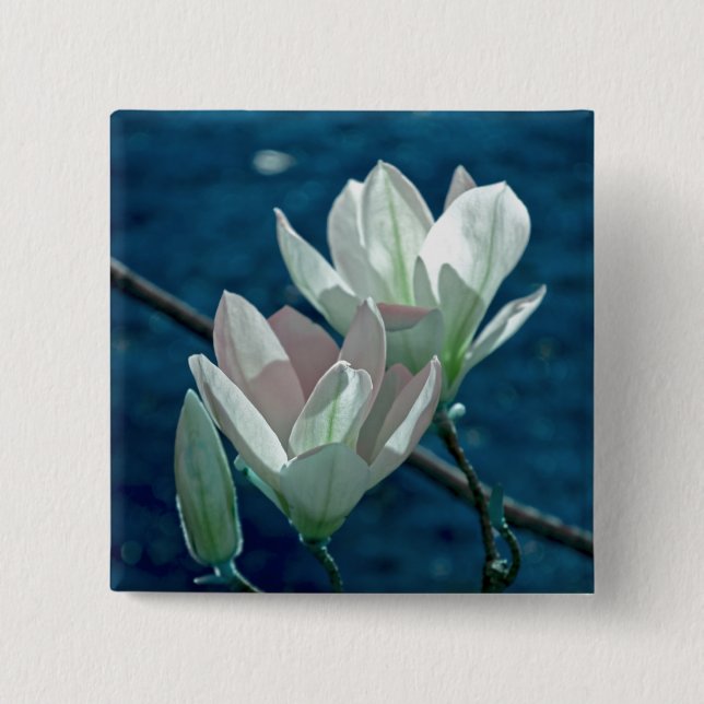 Magnolia 2 Inch Square Button (Front)