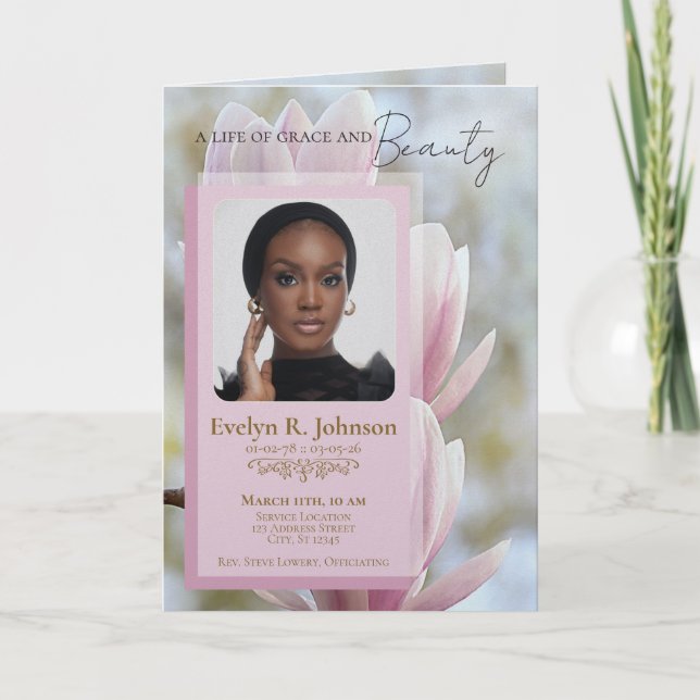 Magnolia 5-Photo Bifold Funeral Program (Front)