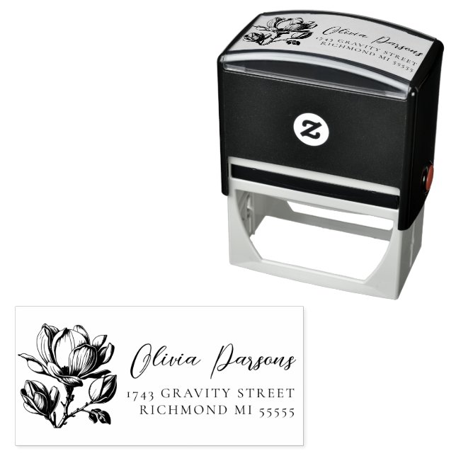 Magnolia address design self-inking stamp (In Situ)