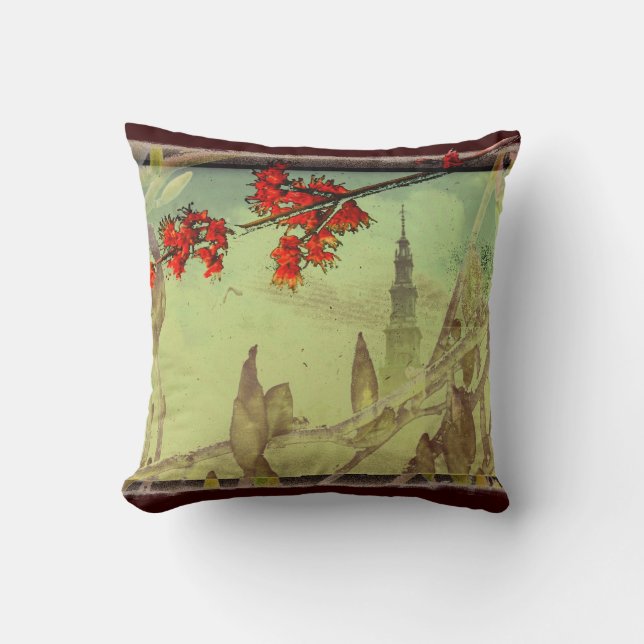 Magnolia and Maple Flower by Alexandra Cook Throw Pillow (Front)