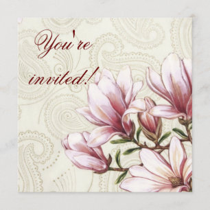 Magnolia and Paisley Birthday Invitation