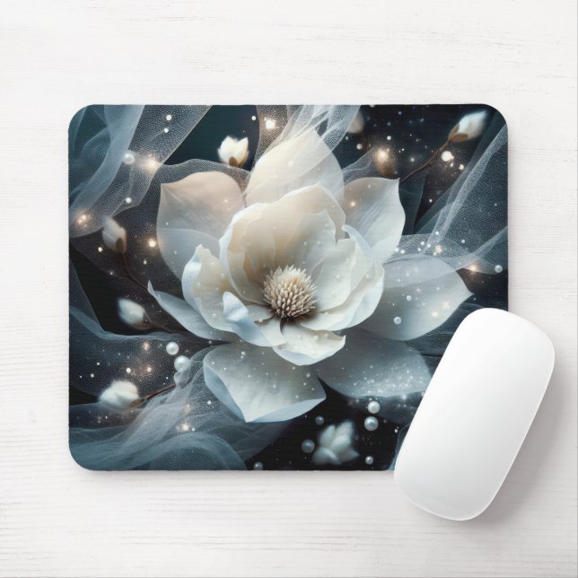 Magnolia and Pearls Mouse Pad (With Mouse)