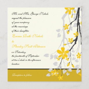 Magnolia aux fleurs jaunes faire-part de mariage