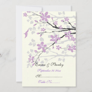 Magnolia avec fleurs violettes mariage carte de pl