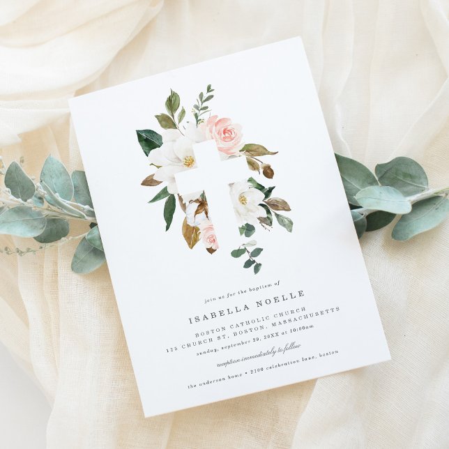 Magnolia Baptism Invitation (Creator Uploaded)