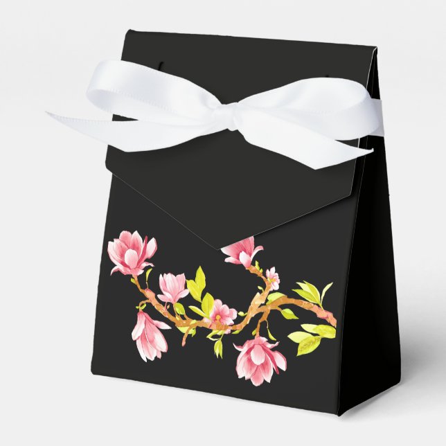 Magnolia  Black Favor Box (Front Side)