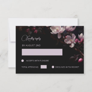 Magnolia Black Floral RSVP Card