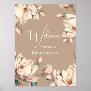 Magnolia bloom floral baby shower  poster