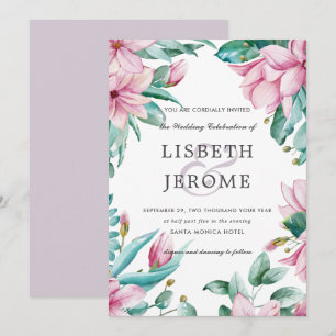 Magnolia Bloom   Floral Botanical Wedding Invitation