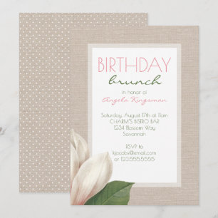 Magnolia Bloom Ladies Birthday Brunch Invitation
