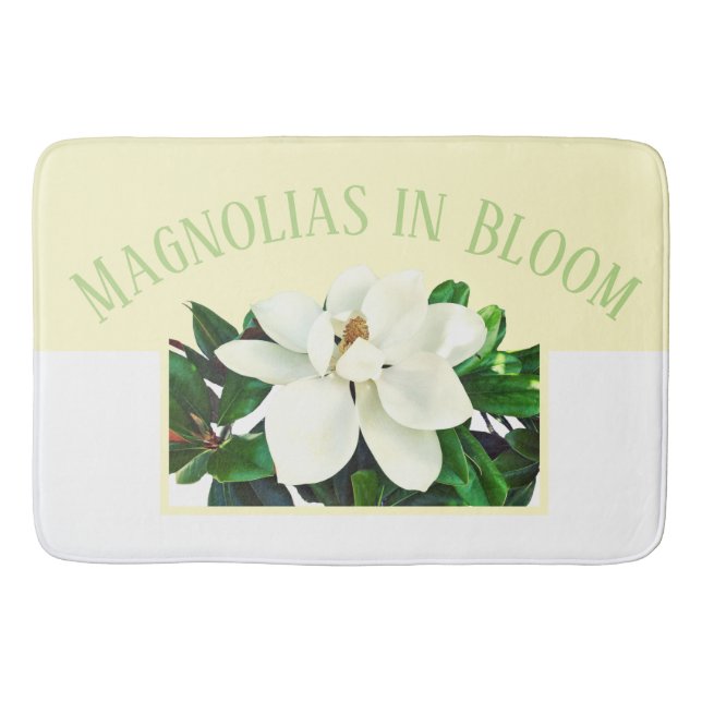 Magnolia Bloom | Large Yellow & White Bath Mat (Front)