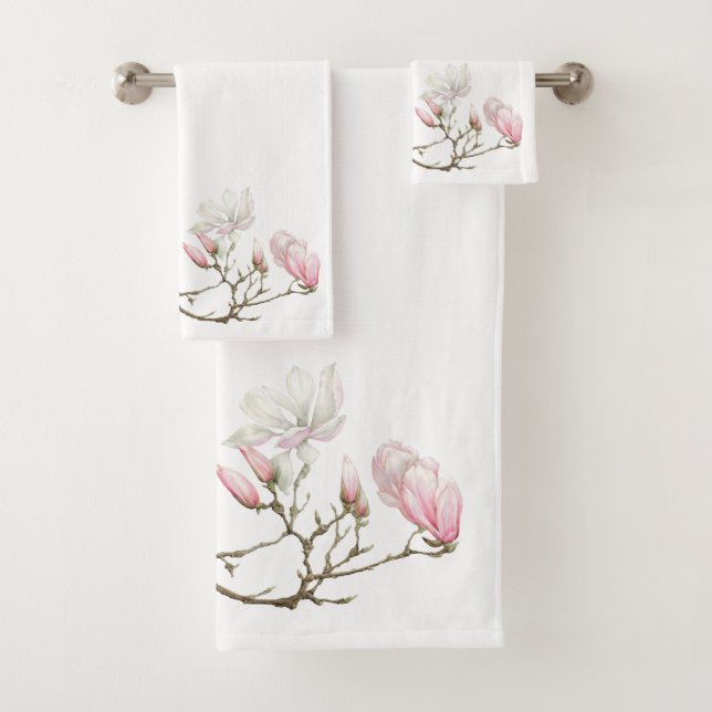 Magnolia Blooms Bathroom Towel Set (Insitu)