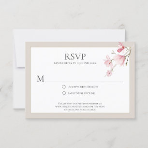 Magnolia Blooms Pink and Mocha RSVP Cards