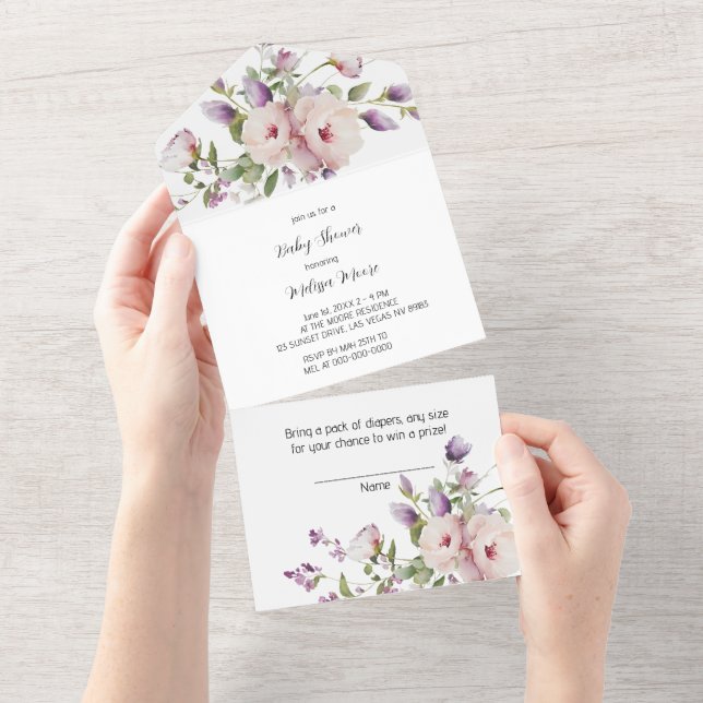Magnolia Blooms Theme All In One Invitation (Tearaway)