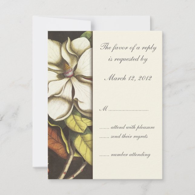 Magnolia Blossom Floral Wedding Invitation RSVP (Front)