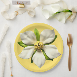 Magnolia Blossom Flower Spring Summer Wedding Paper Plate