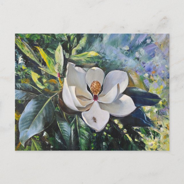 Magnolia Blossom Oil Painting of Nature’s Harmony Postcard (Front)