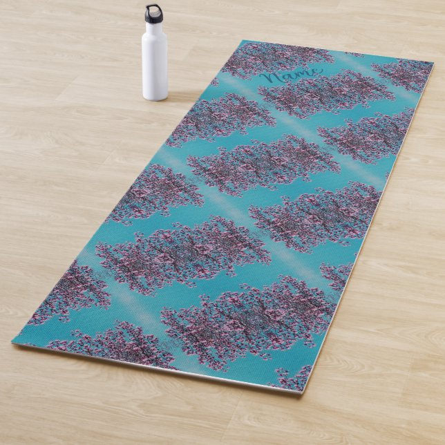 Magnolia Blossoms Blue Sky Abstract Personalized Yoga Mat (In Situ)