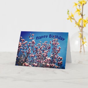 Magnolia Blossoms Blue Sky Flower Birthday  Card