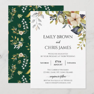 Magnolia Blossoms Elegant Violet Floral Greenery Invitation