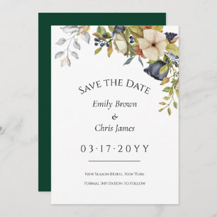Magnolia Blossoms   Elegant Violet Floral Greenery Save The Date