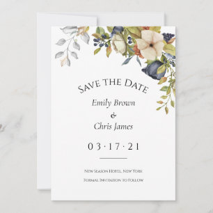 Magnolia Blossoms Elegant Violet Floral Greenery Save The Date