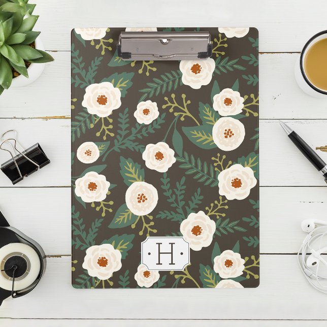 Magnolia Blossoms Floral Monogram Clipboard (Creator Uploaded)