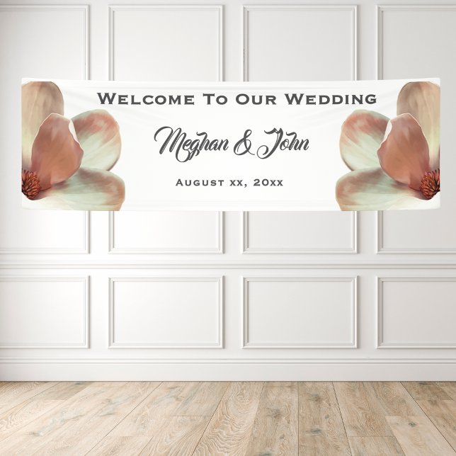 Magnolia Blush - Wedding Banner -  2.5' x 8' (Magnolia Blush Pink Wedding Banner 2.5' x 8')