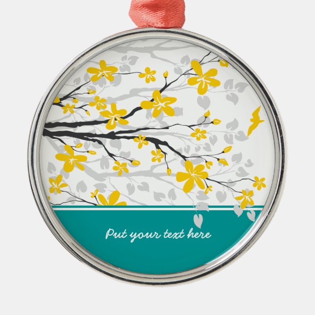 Magnolia branch and flowers custom ornament (Front)
