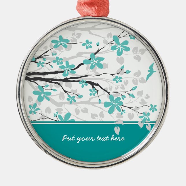 Magnolia branch and flowers custom ornament (Front)