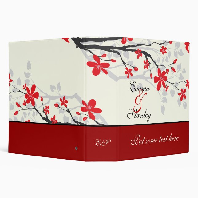 Magnolia branch red wedding custom binder (Background)