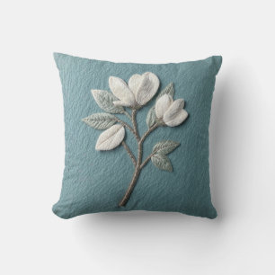 Magnolia Branch Silk Sage Throw Pillow