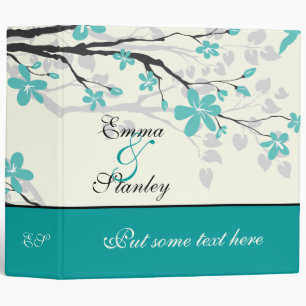 Magnolia branch turquoise wedding custom binder