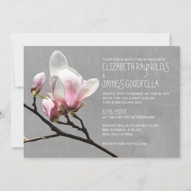 Magnolia Branch Wedding Invitations (Front)